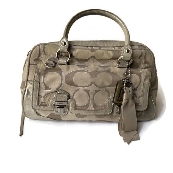 Vintage Coach Poppy Signature C Jacquard Sateen Lurex Satchel - Picture 1 of 6
